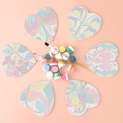 Folk Art Bird and Bellflowers paint by numbers coasters – image 2