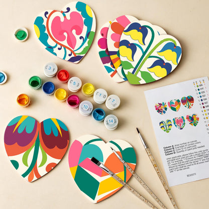 Folk Art Bird and Bellflowers paint by numbers coasters – image 13