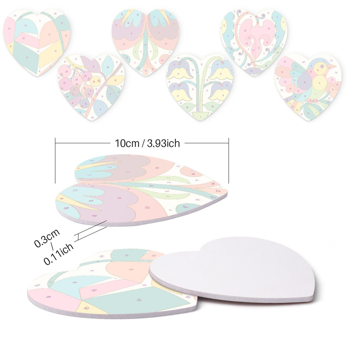 Folk Art Bird and Bellflowers paint by numbers coasters – image 15