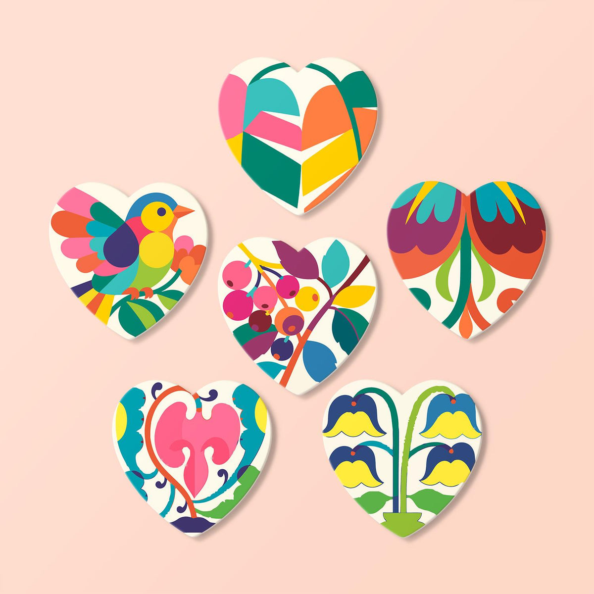Folk Art Bird and Bellflowers paint by numbers coasters – image 17