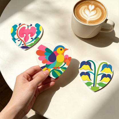 Folk Art Bird and Bellflowers paint by numbers coasters – image 18