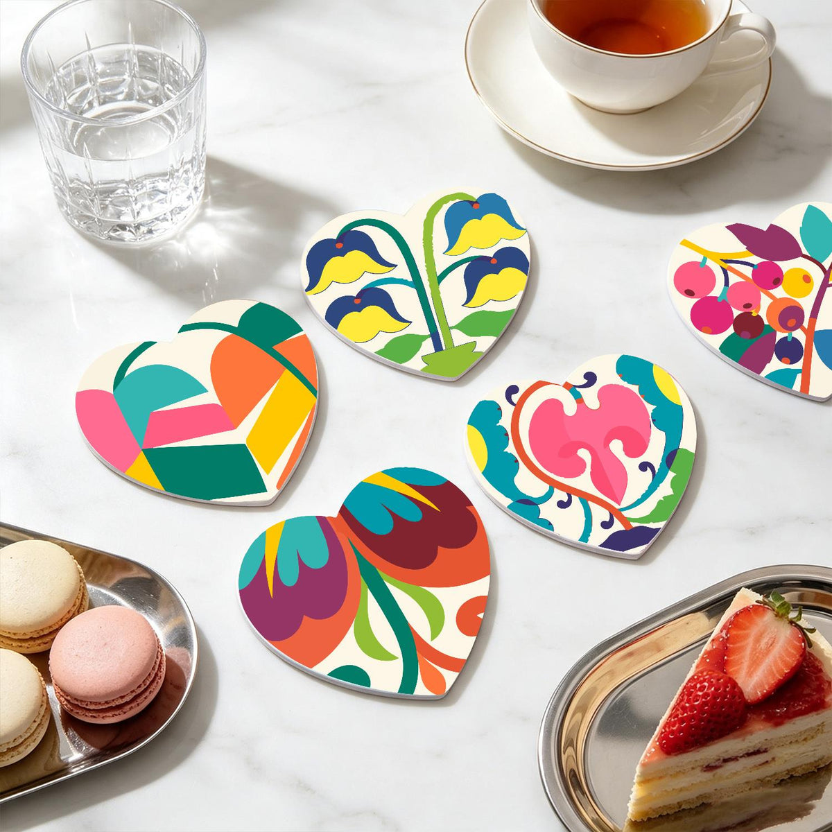 Folk Art Bird and Bellflowers paint by numbers coasters – image 19