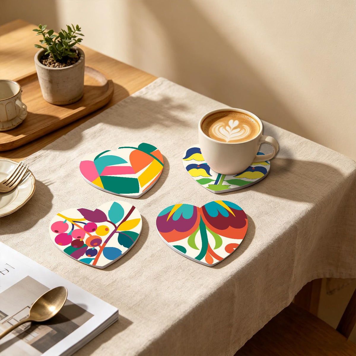 Folk Art Bird and Bellflowers paint by numbers coasters – image 22
