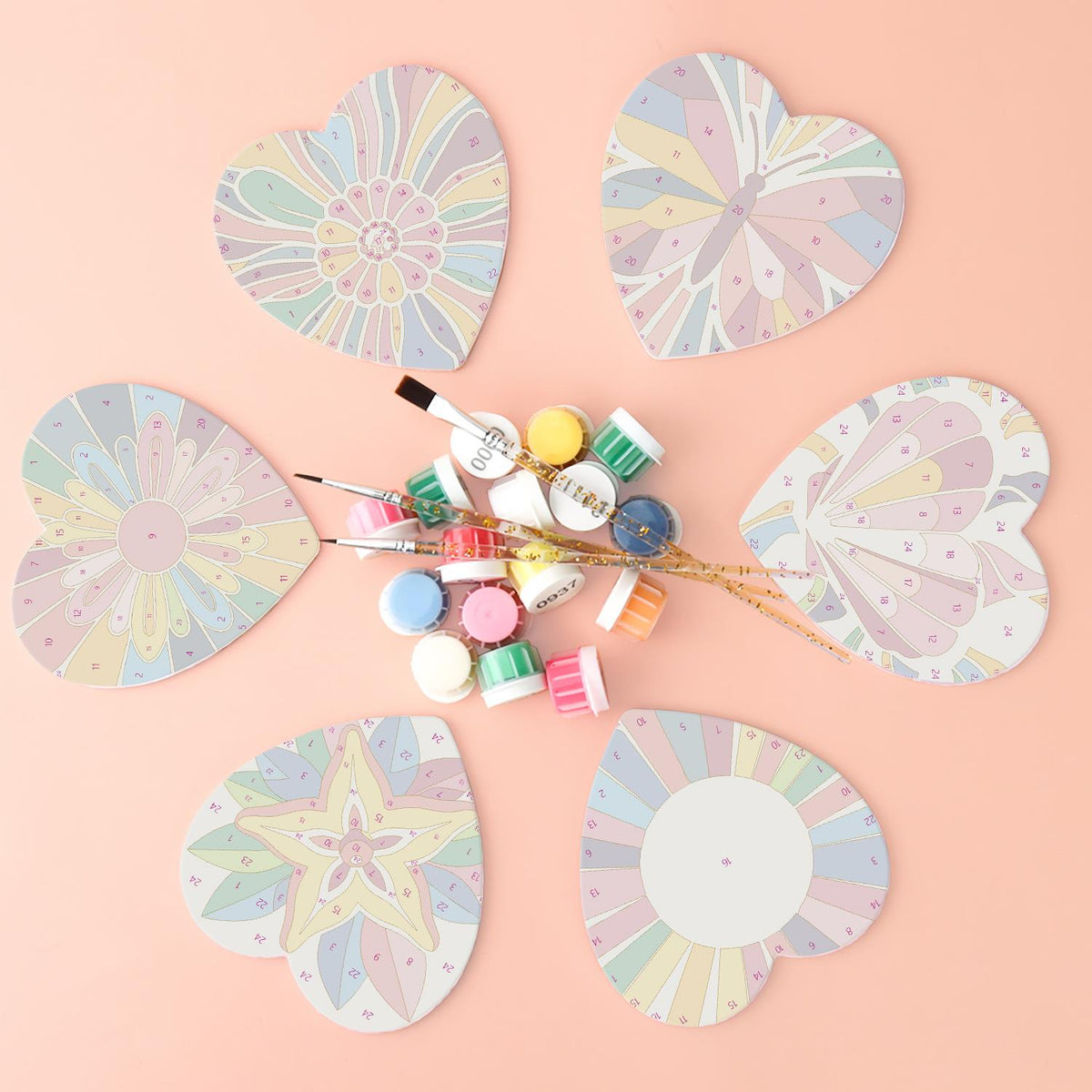 Kaleidoscope Butterfly and Star paint by numbers coasters – image 2