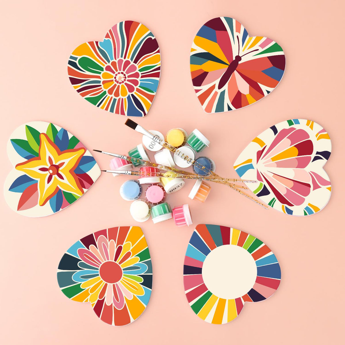 Kaleidoscope Butterfly and Star paint by numbers coasters – image 3
