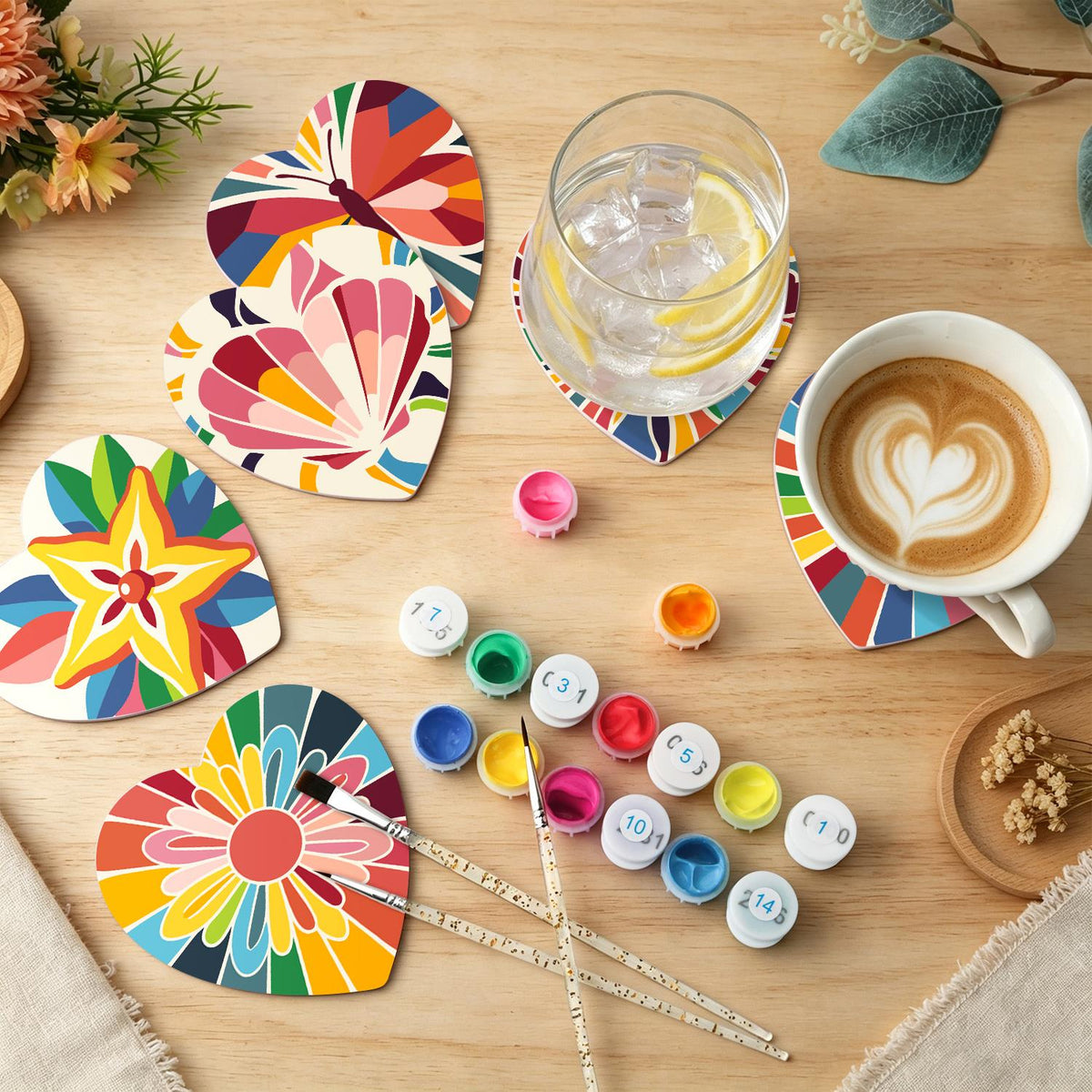 Kaleidoscope Butterfly and Star paint by numbers coasters – image 6