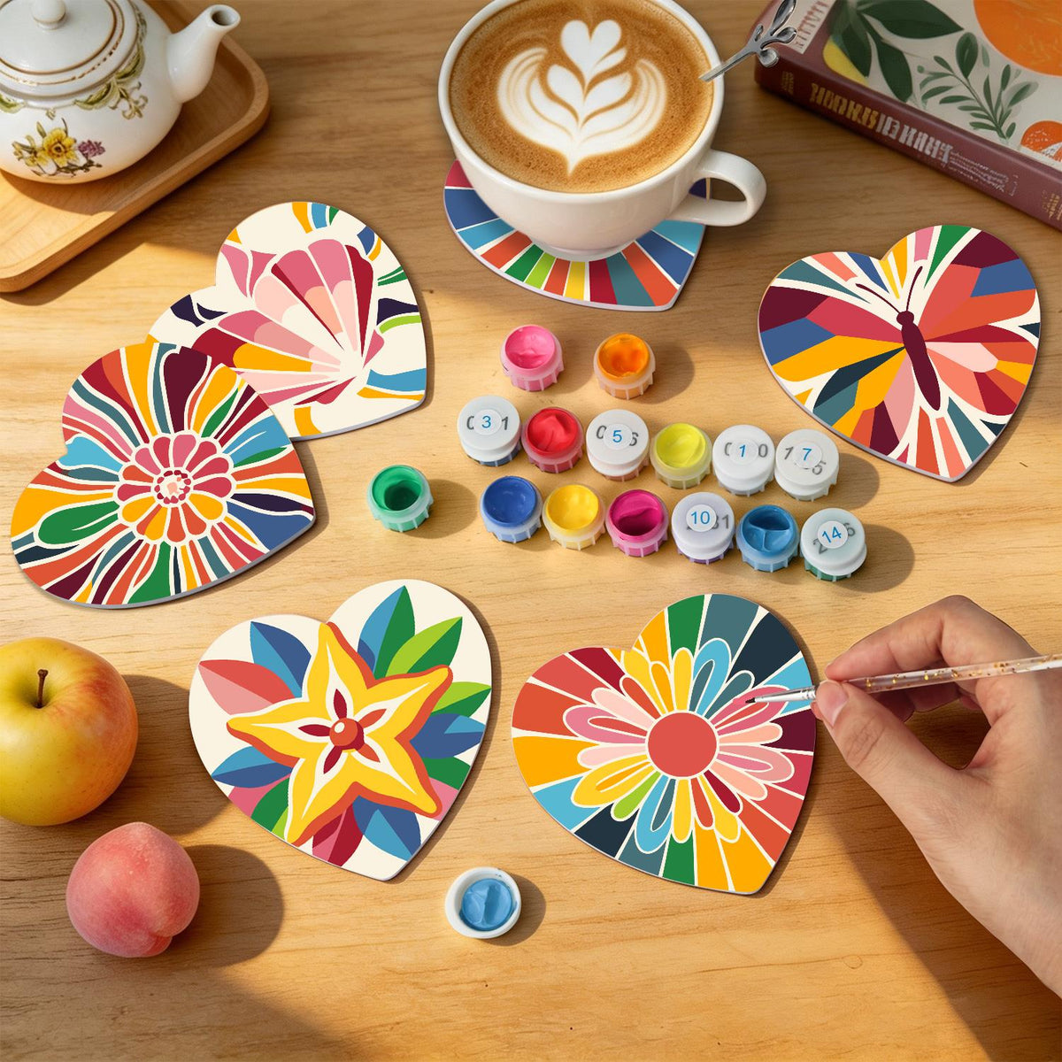 Kaleidoscope Butterfly and Star paint by numbers coasters – image 8