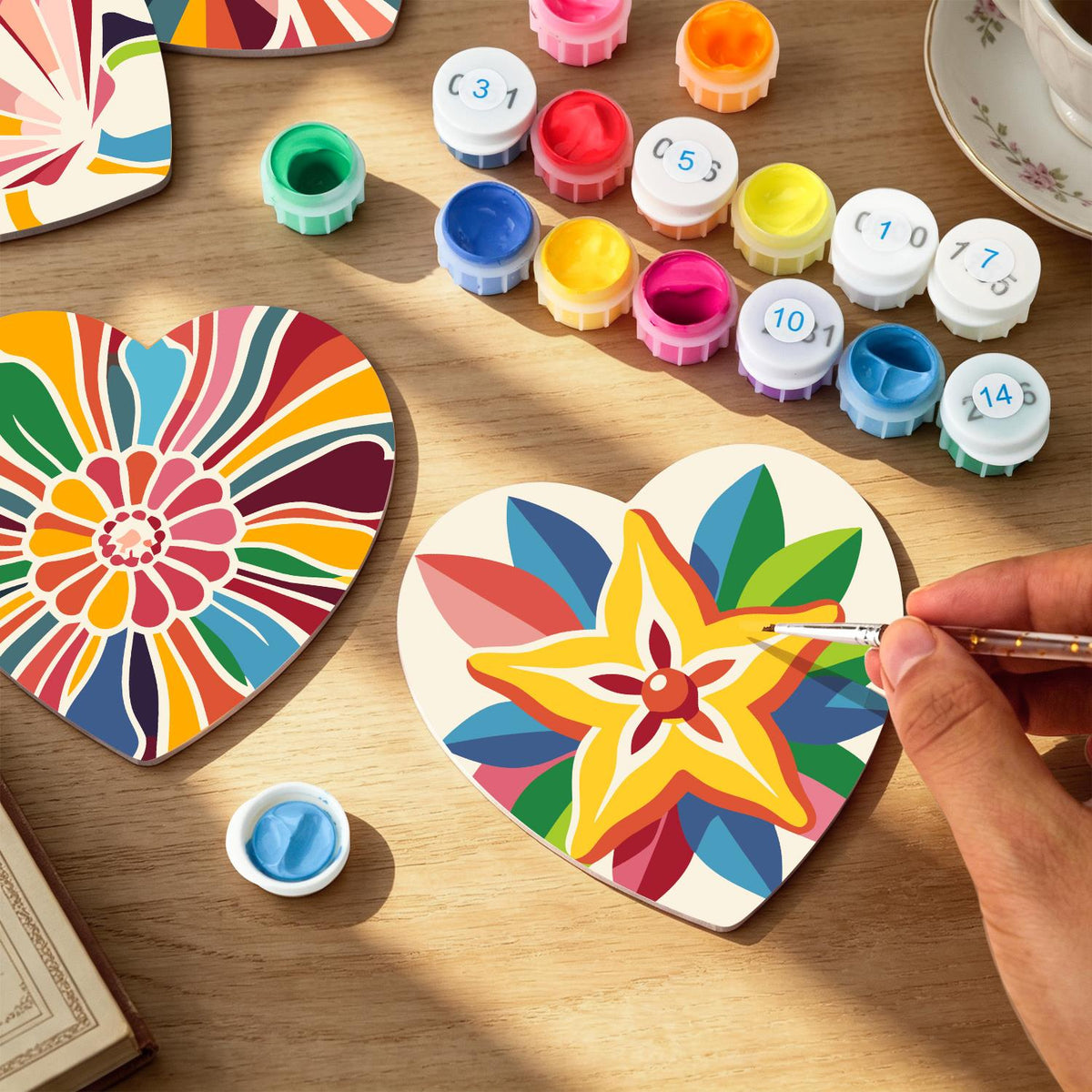 Kaleidoscope Butterfly and Star paint by numbers coasters – image 9
