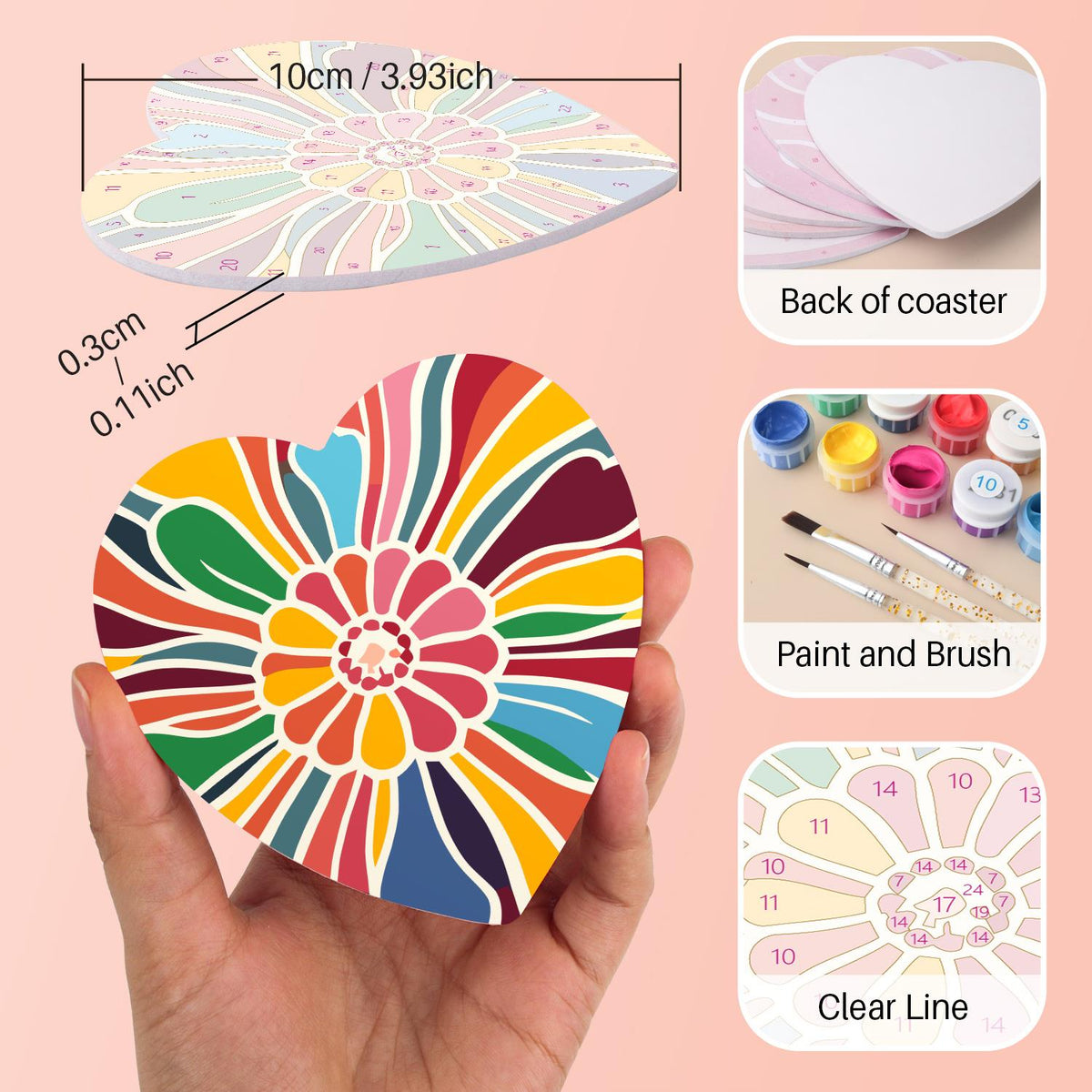 Kaleidoscope Butterfly and Star paint by numbers coasters – image 10