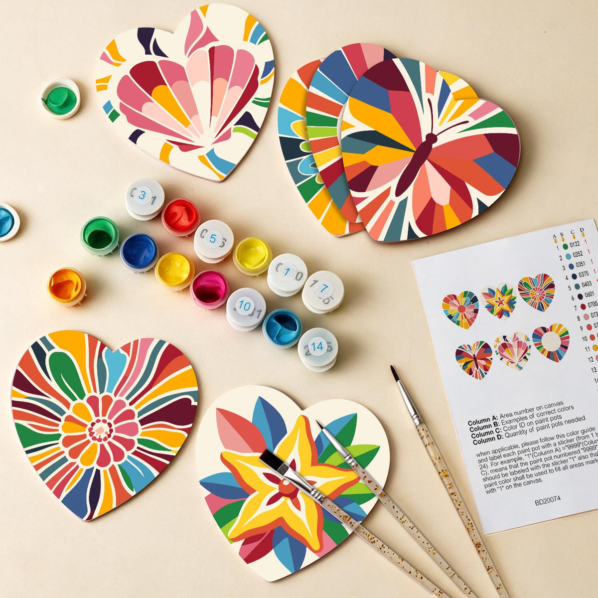 Kaleidoscope Butterfly and Star paint by numbers coasters – image 13