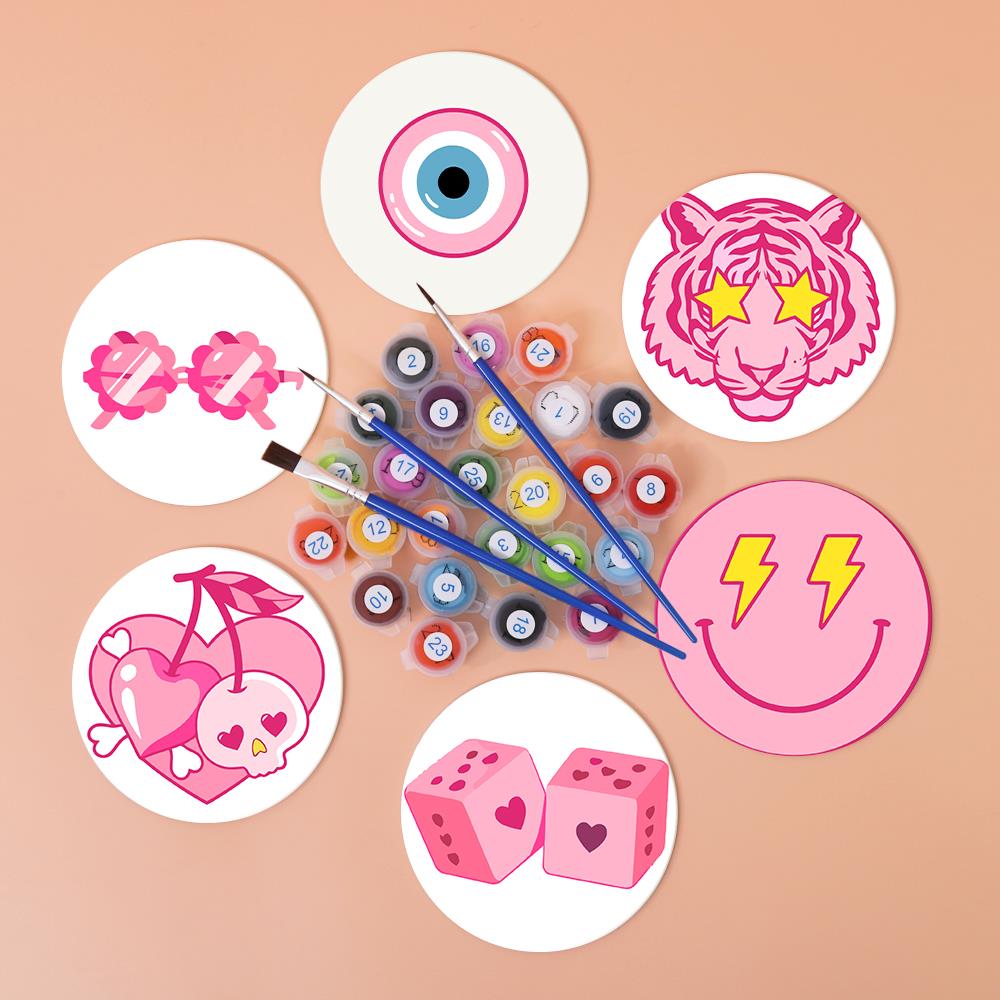 Hot Pink Preppy Icons paint by numbers coasters – image 3