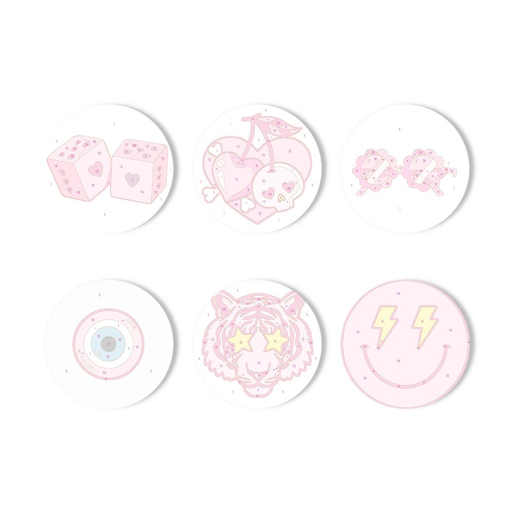 Hot Pink Preppy Icons paint by numbers coasters – image 11