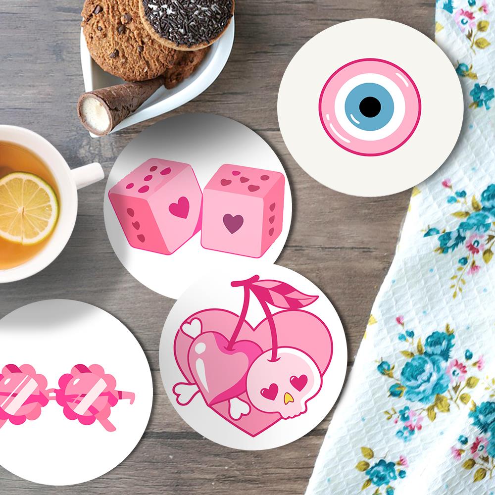 Hot Pink Preppy Icons paint by numbers coasters – image 21