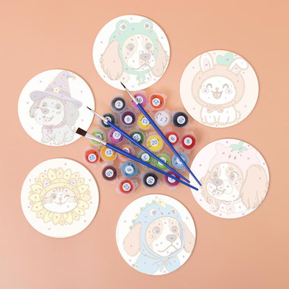 Costumed Puppy Dress-Up paint by numbers coasters – image 2