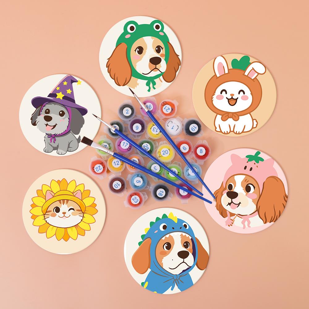 Costumed Puppy Dress-Up paint by numbers coasters – image 3