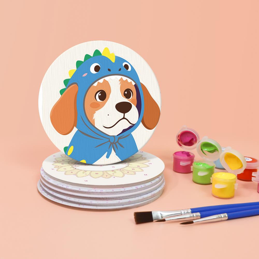 Costumed Puppy Dress-Up paint by numbers coasters – image 4
