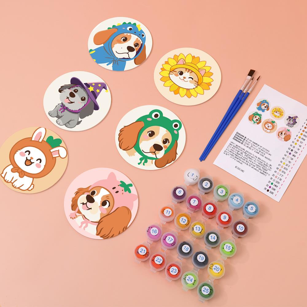 Costumed Puppy Dress-Up paint by numbers coasters – image 5