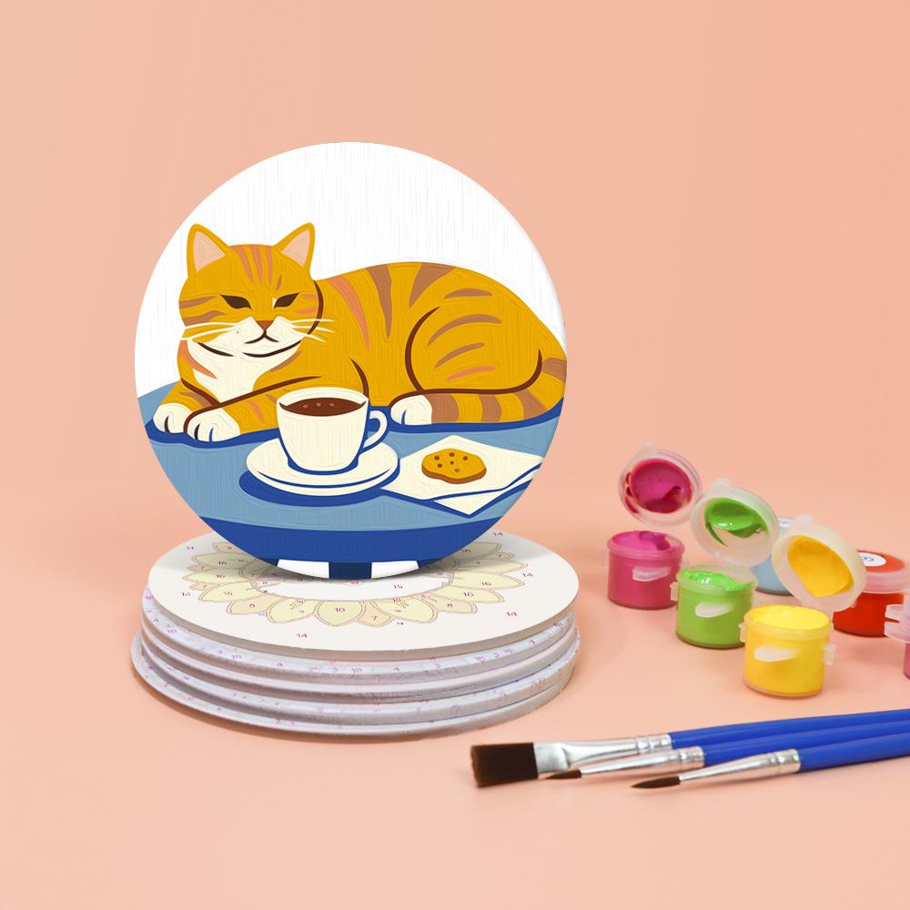 Cafe Critters Coffee Break paint by numbers coasters – image 4