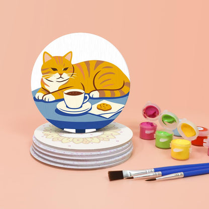 Cafe Critters Coffee Break paint by numbers coasters – image 4