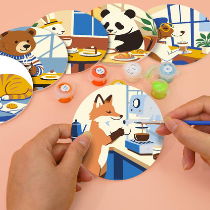 Cafe Critters Coffee Break paint by numbers coasters – image 6