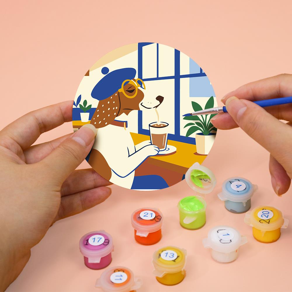 Cafe Critters Coffee Break paint by numbers coasters – image 7