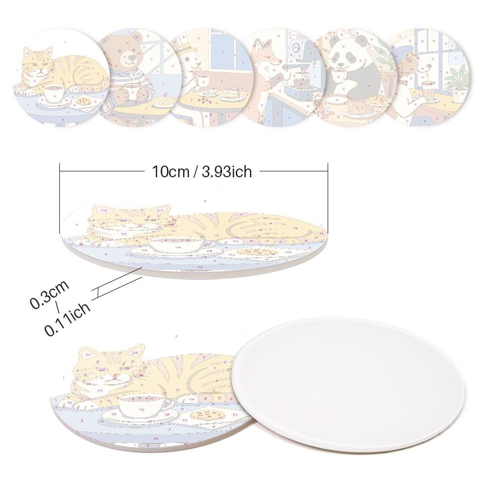 Cafe Critters Coffee Break paint by numbers coasters – image 9