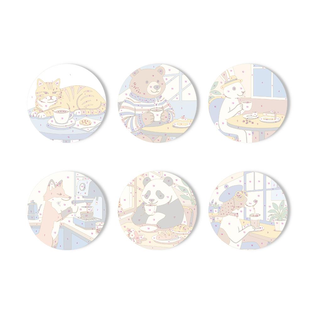 Cafe Critters Coffee Break paint by numbers coasters – image 11