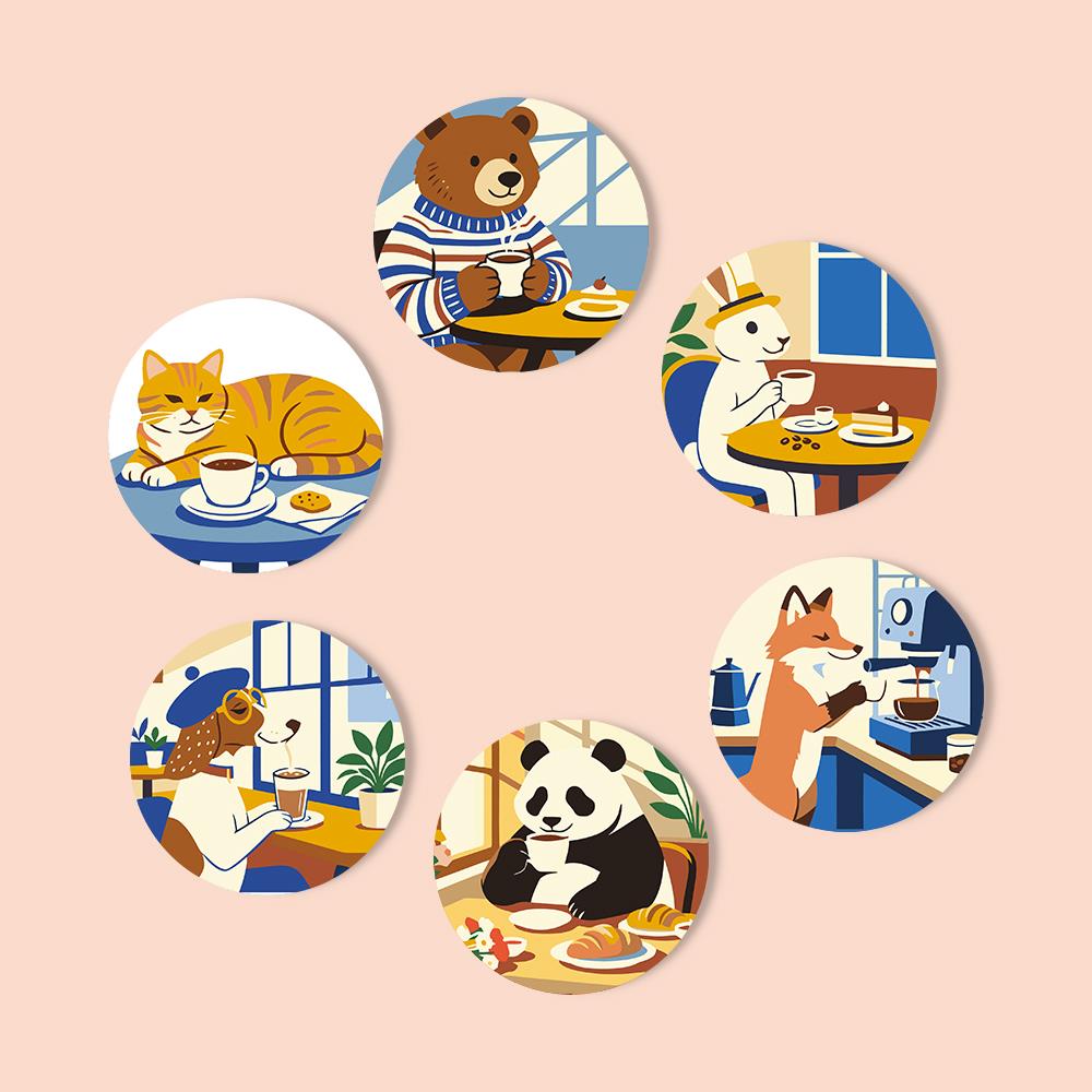 Cafe Critters Coffee Break paint by numbers coasters – image 12