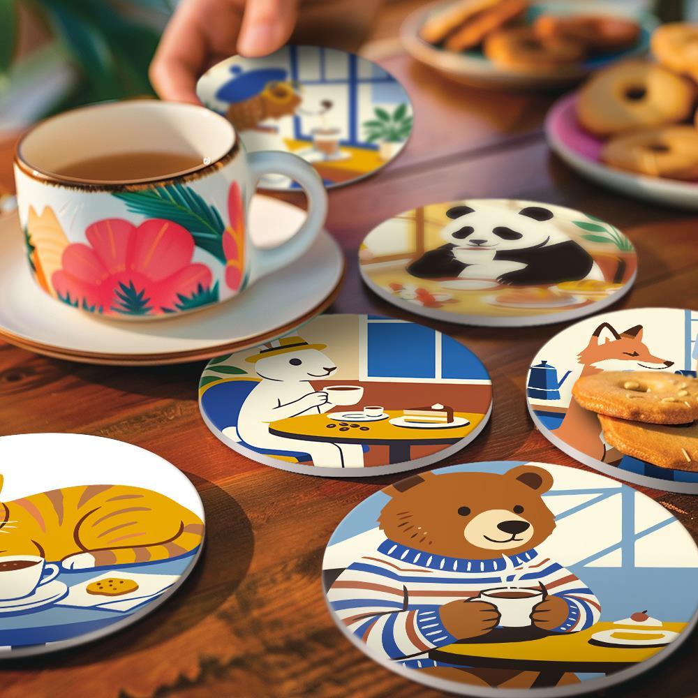 Cafe Critters Coffee Break paint by numbers coasters – image 14