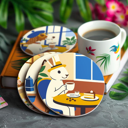 Cafe Critters Coffee Break paint by numbers coasters – image 15