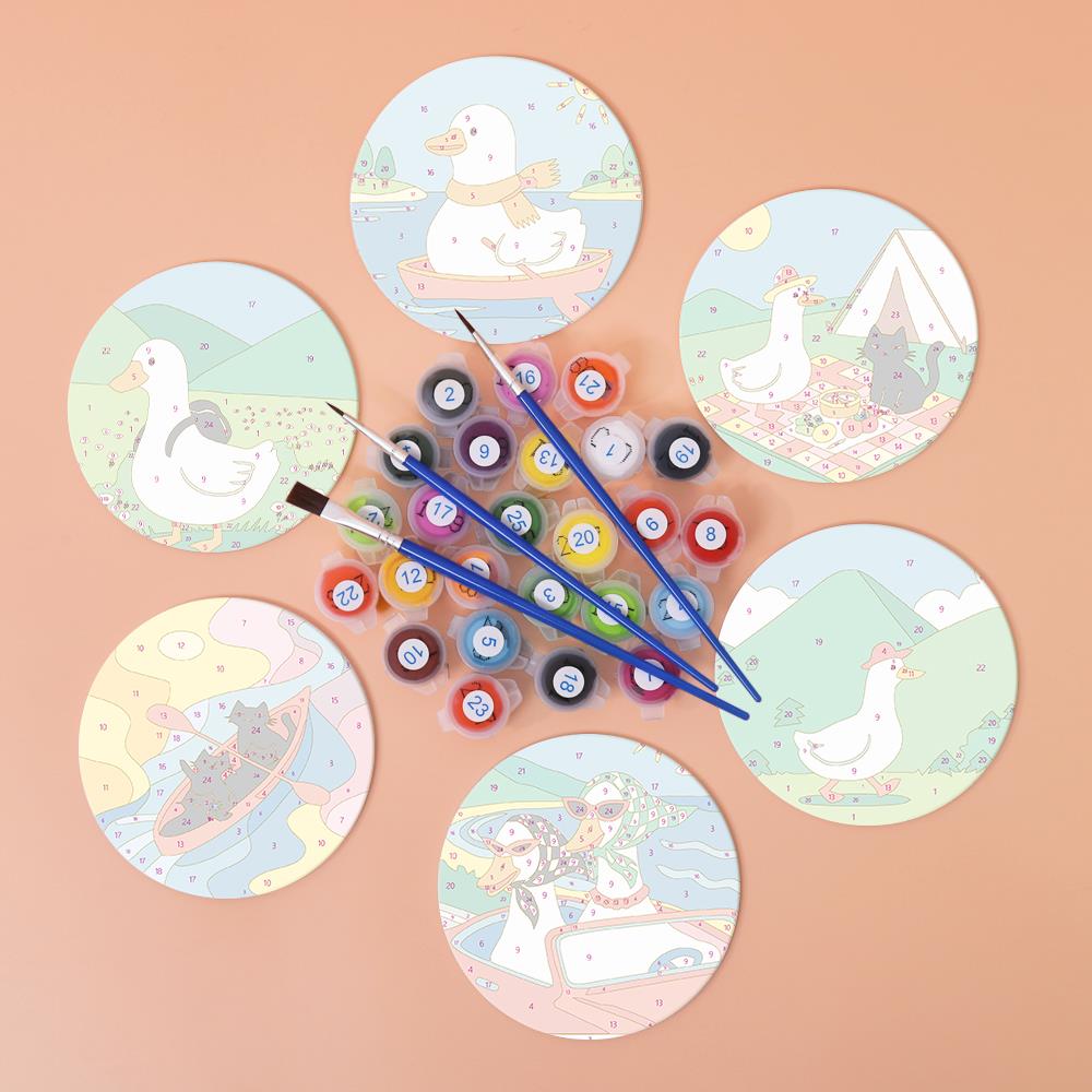 Duck and Black Cat Getaways paint by numbers coasters – image 2