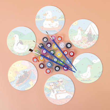 Duck and Black Cat Getaways paint by numbers coasters – image 2