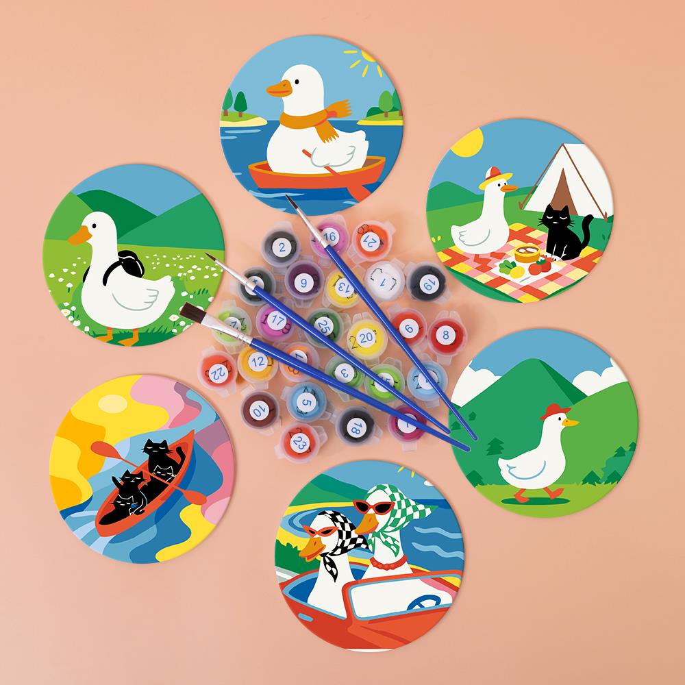 Duck and Black Cat Getaways paint by numbers coasters – image 3