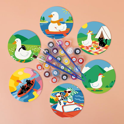 Duck and Black Cat Getaways paint by numbers coasters – image 3