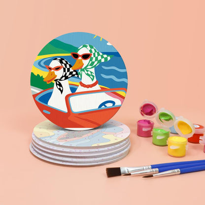 Duck and Black Cat Getaways paint by numbers coasters – image 4