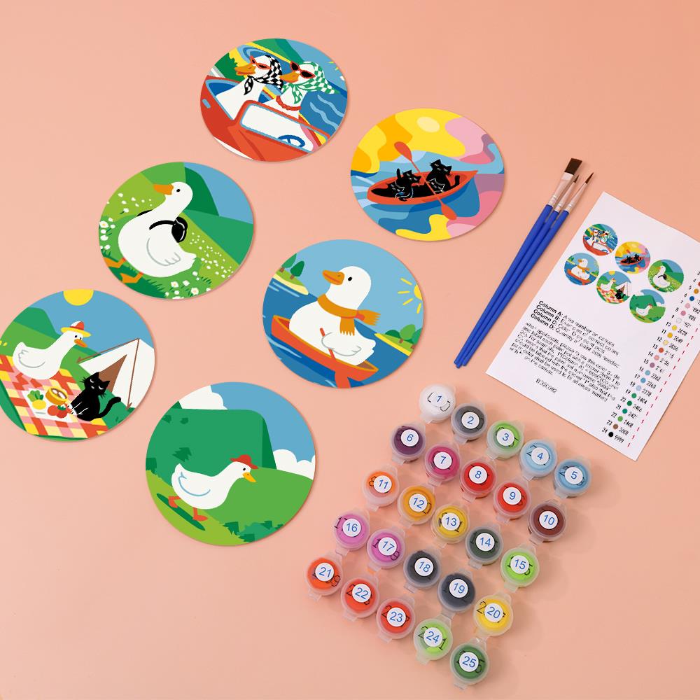 Duck and Black Cat Getaways paint by numbers coasters – image 5
