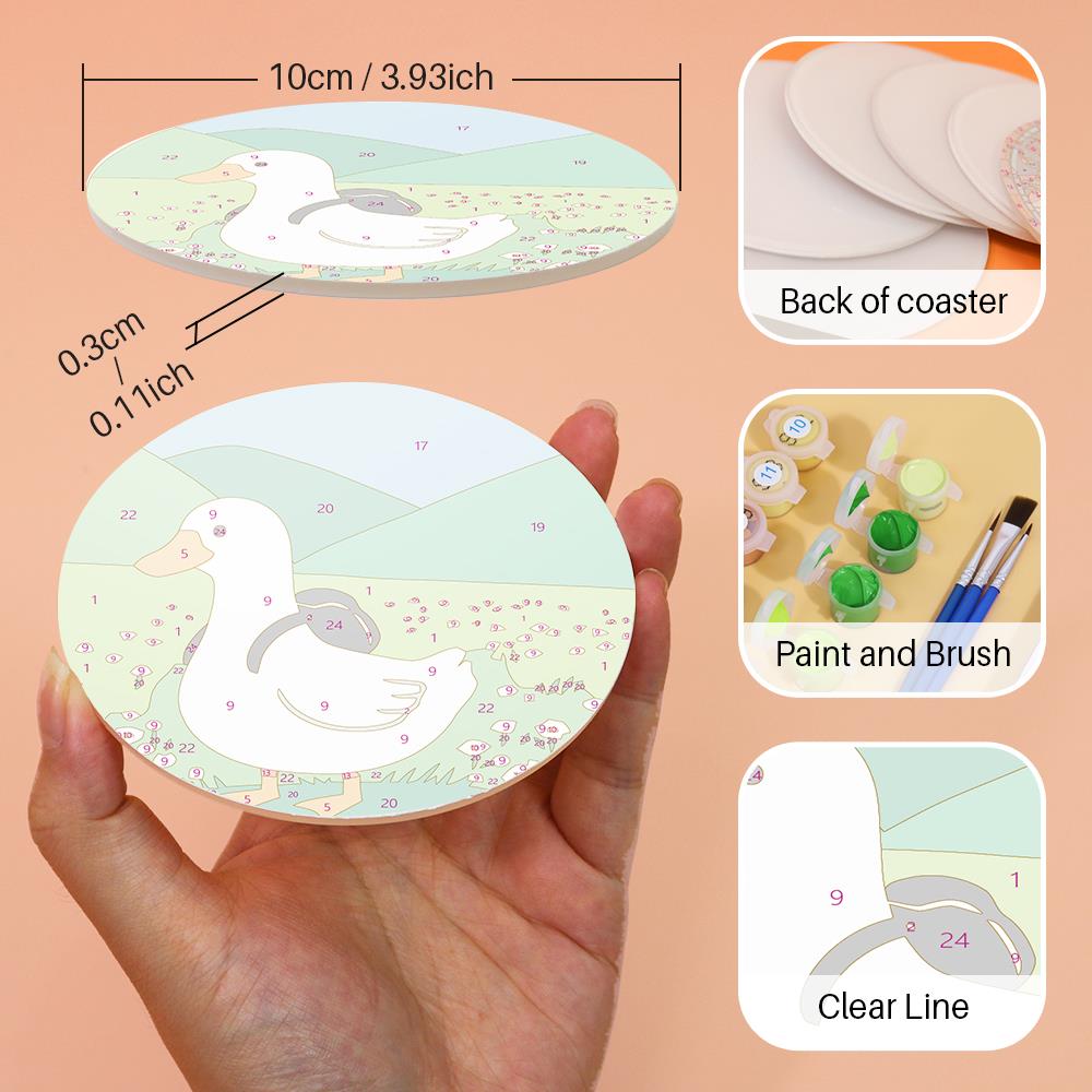 Duck and Black Cat Getaways paint by numbers coasters – image 8