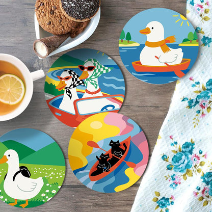 Duck and Black Cat Getaways paint by numbers coasters – image 14
