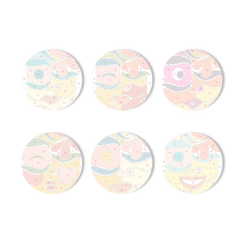 Abstract Cubist Faces paint by numbers coasters – image 11