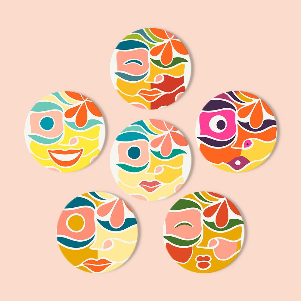 Abstract Cubist Faces paint by numbers coasters – image 13
