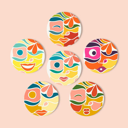 Abstract Cubist Faces paint by numbers coasters – image 13