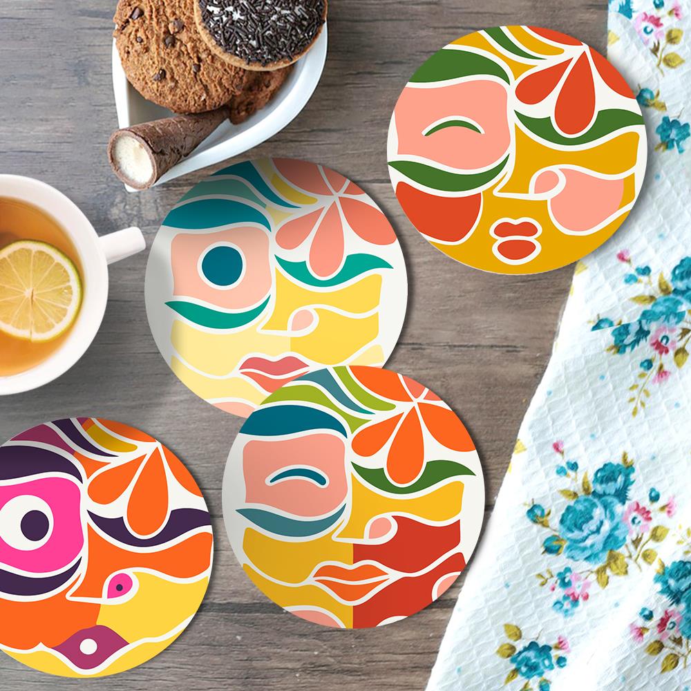 Abstract Cubist Faces paint by numbers coasters – image 14