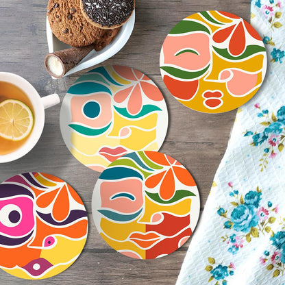 Abstract Cubist Faces paint by numbers coasters – image 14