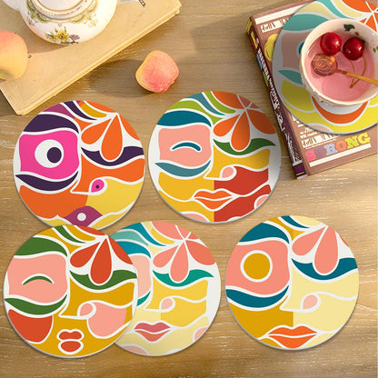 Abstract Cubist Faces paint by numbers coasters – image 15
