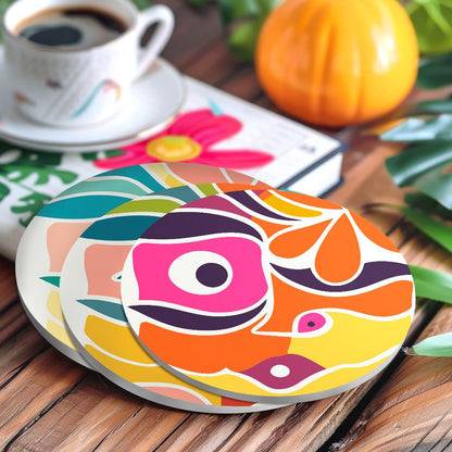 Abstract Cubist Faces paint by numbers coasters – image 17