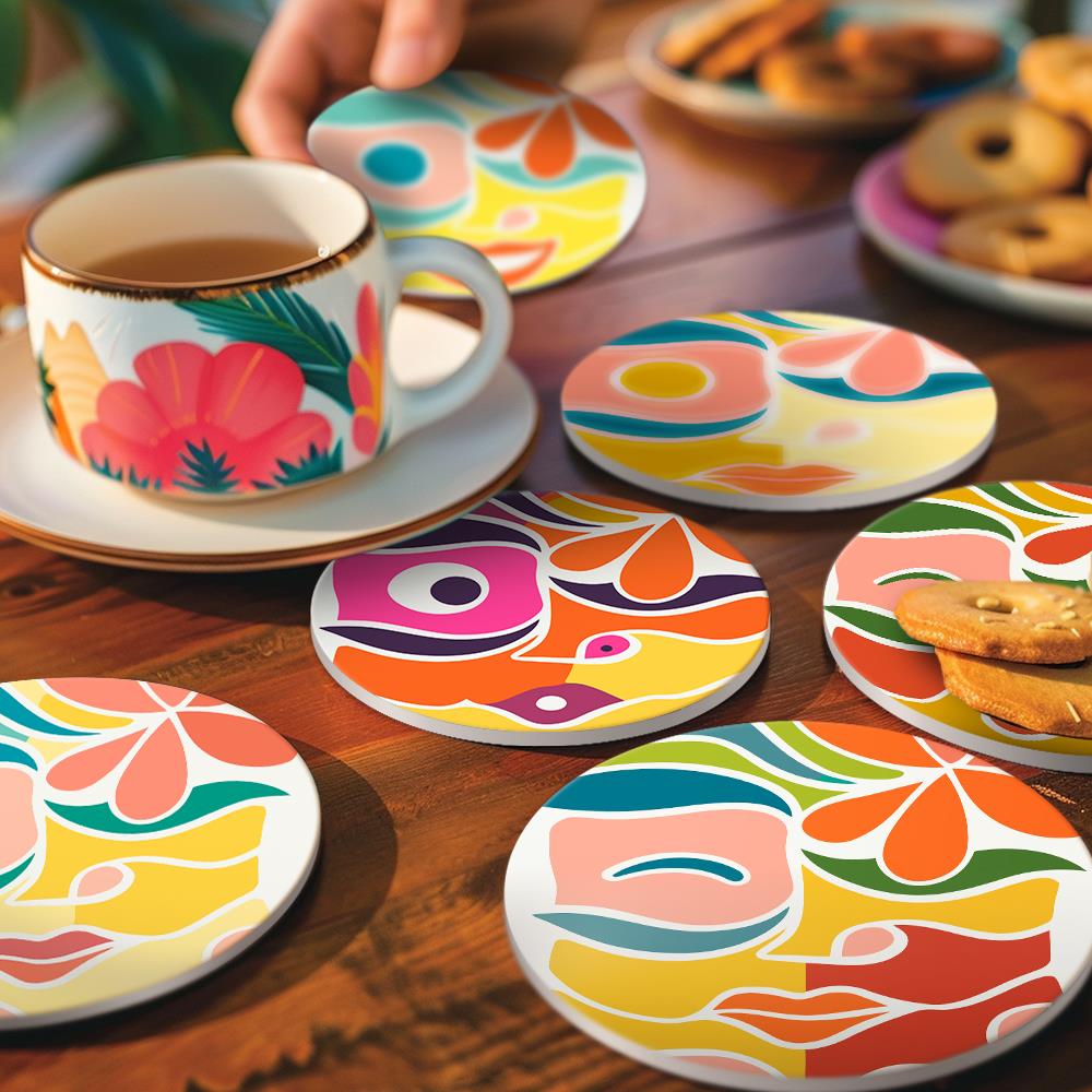 Abstract Cubist Faces paint by numbers coasters – image 18