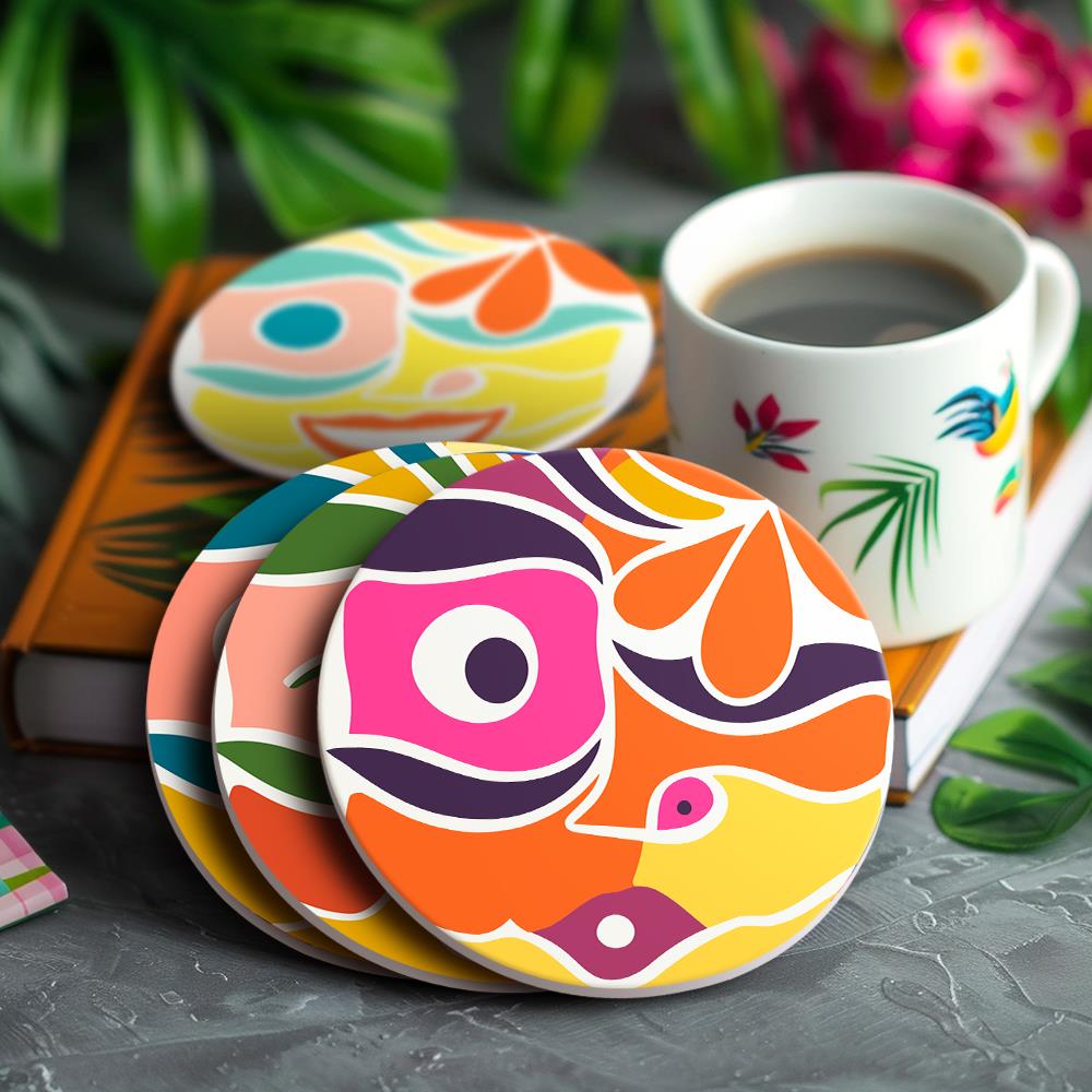 Abstract Cubist Faces paint by numbers coasters – image 19