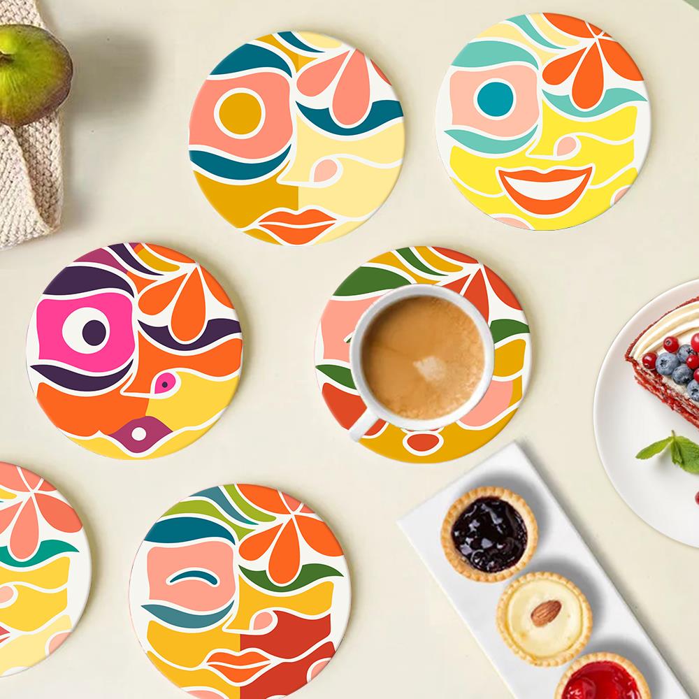 Abstract Cubist Faces paint by numbers coasters – image 20