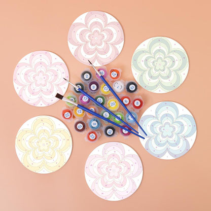 Groovy Layered Daisies paint by numbers coasters – image 2