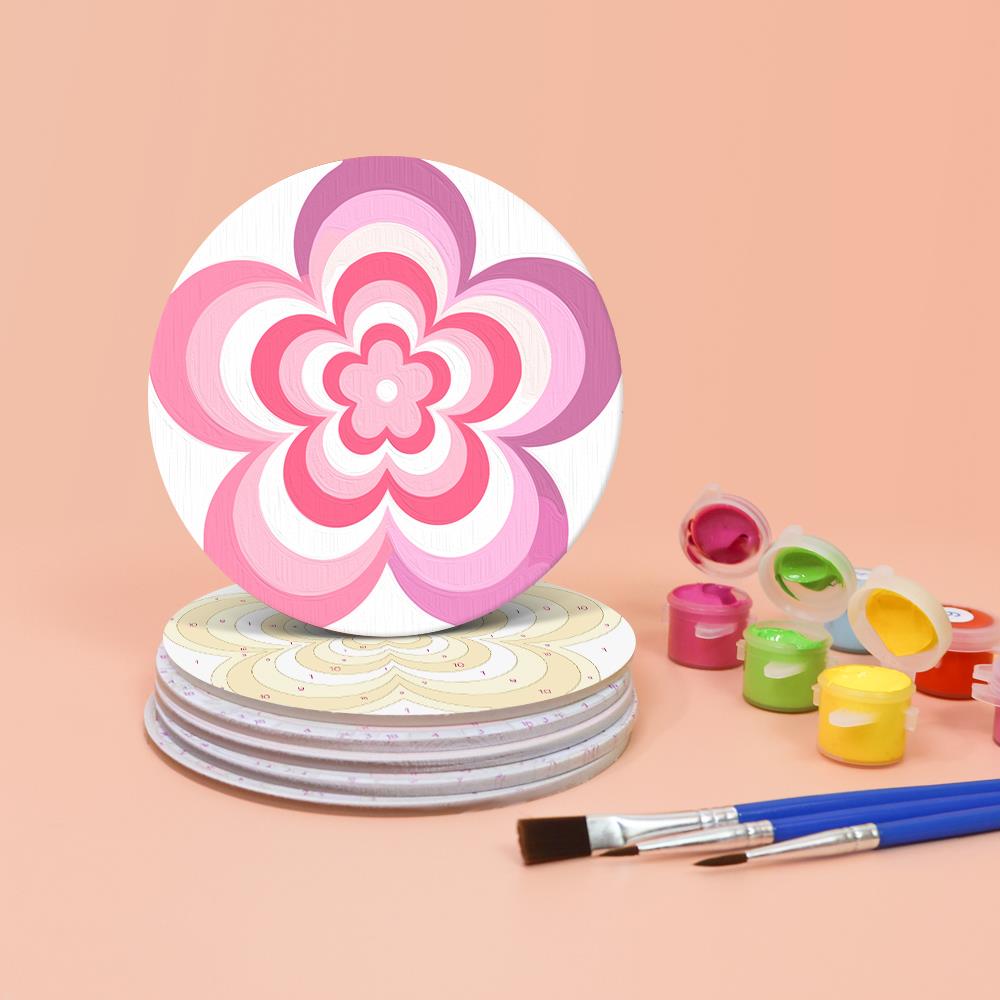 Groovy Layered Daisies paint by numbers coasters – image 4